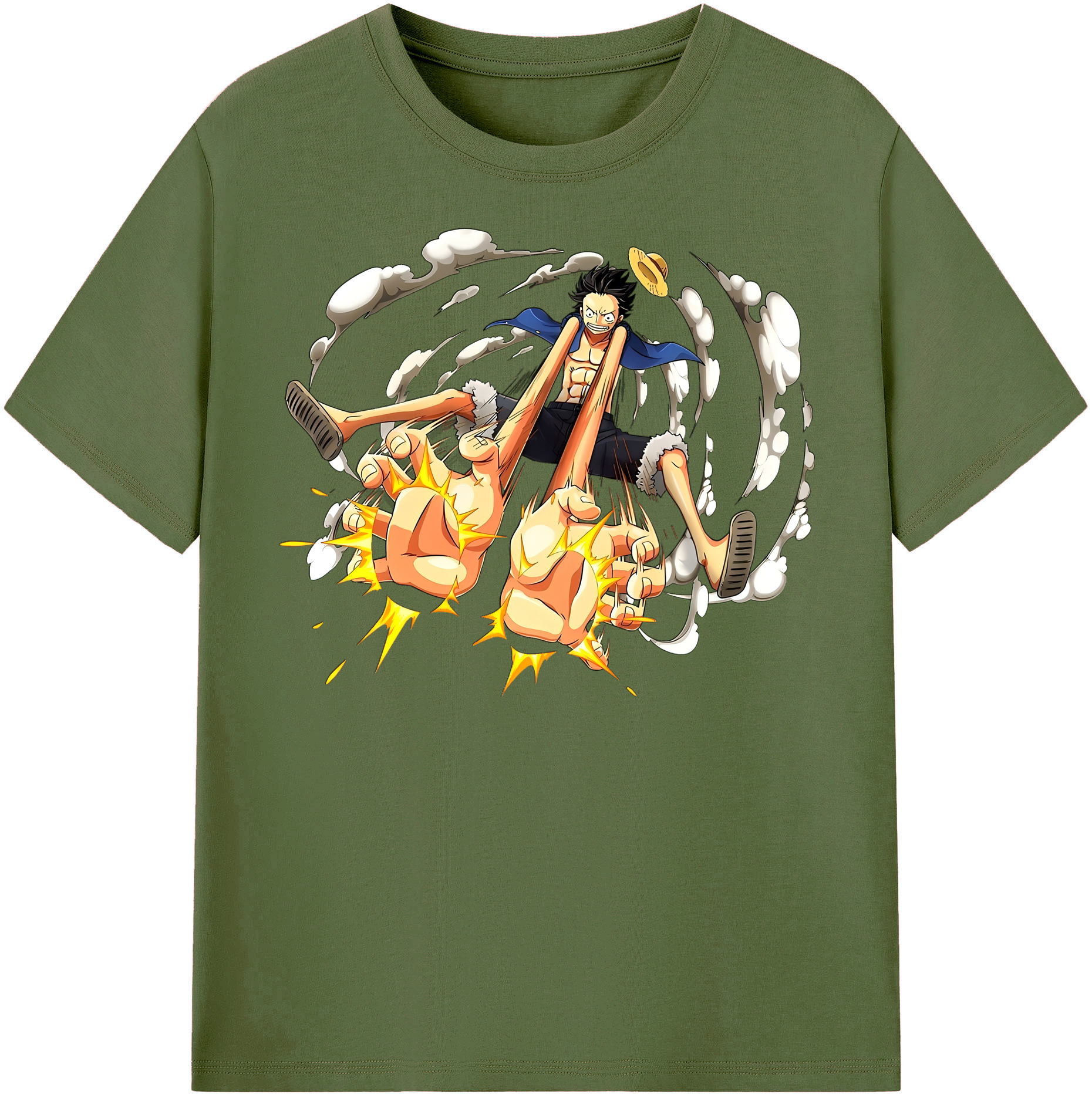 ワンピース モンキー・D・ルフィ ONE PIECE Monkey D. Luffy 綿100％半袖Tシャツ（フロントプリント）